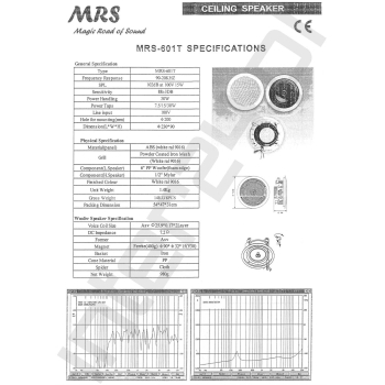 GŁOŚNIK SUFITOWY PA MRS-601T 30W 23CM 2-DROŻNY-100626
