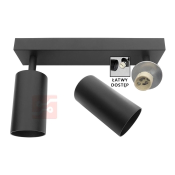 LAMPA SPOTLIGHT FARGO 2xGU10 CZARNA RUCHOMA-100912