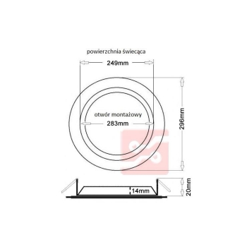 PANEL LED PODTYNKOWY GERD 24W 4000K Ø296x20MM 230V-101663