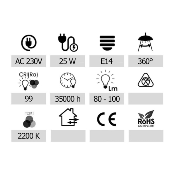 ŻARÓWKA WĘGLOWA OZDOBNA SAGRAGNI C35 25W E14-105907