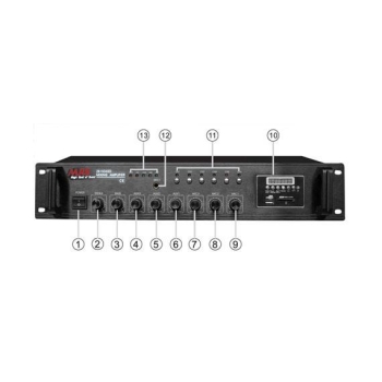 WZMACNIACZ RADIOWĘZŁOWY MRS PA ZB1006SD 100W SD, USB, FM 6-STREF-112895