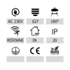PLAFON 2xE27 Z MIKROFALOWYM CZUJNIKIEM RUCHU SZKLANY KLOSZ-113053