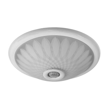 Plafon 2xE27 max 2x40W z czujnikiem ruchu PIR szklany klosz frosted Ø300mm