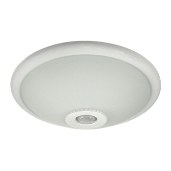 Plafon 2xE27 max 2x40W z czujnikiem ruchu PIR szklany klosz milky Ø300mm