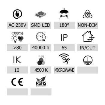 PLAFON LED CAEGA 16W 4500K Ø296MM IP54 IK10 MW CZUJNIK RUCHU-113077
