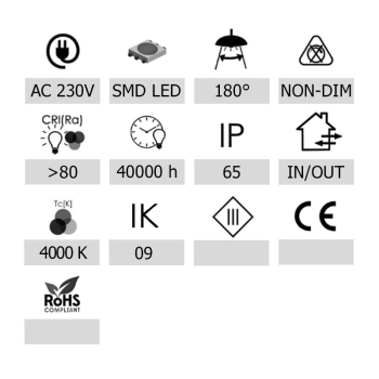 PLAFON LED JAREN 24W 4000K IP65 IK09 DIODY SAMSUNG 280x280MM CZA-113112