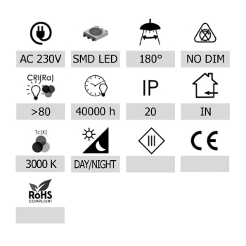 PLAFON LED KYRK 12W 3000K IP20 Ø255M Z CZUJNIKIEM ZMIERZCHOWYM-113285