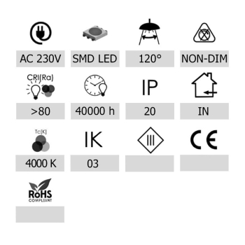 Plafon led Rava 38W 4000K IP20 IK03 410x410mm-113328