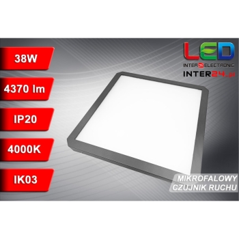 Plafon led Rava 38W 4000K IP20 IK03 410x410mm z mikrofalowym czujnikiem ruchu-113340
