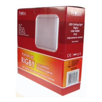 Plafon led Rigby 16W 4500K IP65 IK05 300x300mm z mikrofalowym czujnikiem ruchu z funkcją korytarzową-113343
