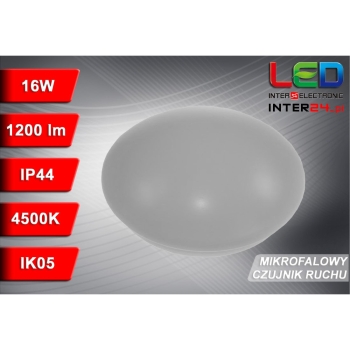 Plafon led Spere 16W 4500K IP44 IK05 Ø280mm z mikrofalowym czujnikiem ruchu-113353