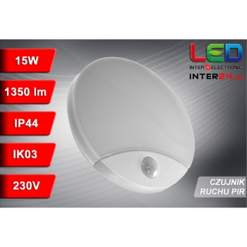 Plafon led Tudur 15W 4000K IP44 IK03 Ø250mm z czujnikiem ruchu PIR-113455
