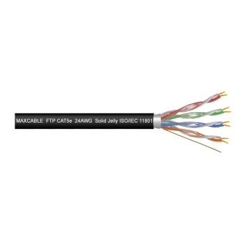 Przewód FTP5e drut Cu + żel 305m czarny MAXCABLE HQ