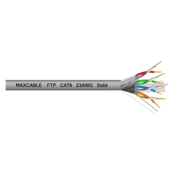 Przewód FTP6 drut Cu 305m szary MAXCABLE