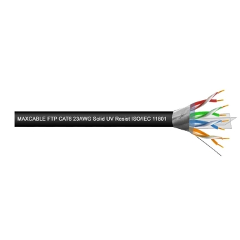 Przewód FTP6 drut Cu UV 305m czarny MAXCABLE