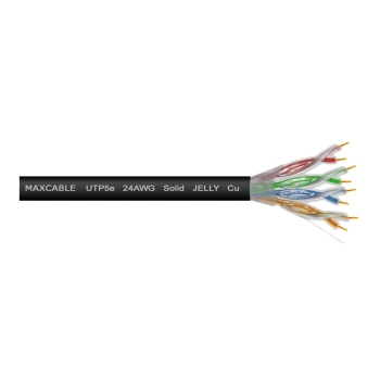 Przewód UTP5e drut Cu + żel 305m czarny MAXCABLE