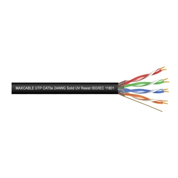 Przewód UTP5e drut Cu UV 305m czarny MAXCABLE