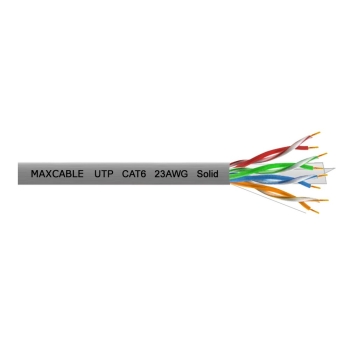 Przewód UTP6 drut Cu 305m szary MAXCABLE