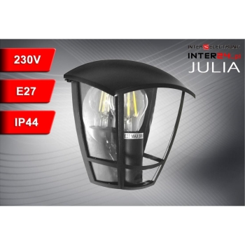 LAMPA ELEWACYJNA KINKIET LATARNIA JULIA E27 IP44 CZARNA-113949