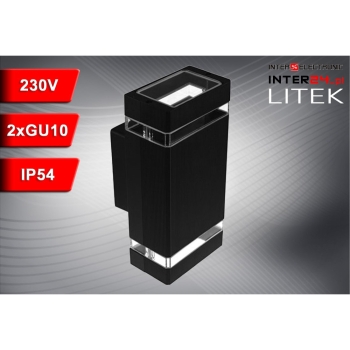 OPRAWA ELEWACYJNA LAMPA LITEK 2xGU10 IP54 DWUKIERUNKOWA CZARNA-114000