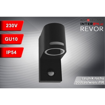 OPRAWA ELEWACYJNA LAMPA REVOR 1xGU10 IP54 Z CZUJNIKIEM RUCHU PIR-114069