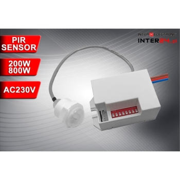 CZUJNIK RUCHU PIR Z CZUJNKĄ NA KABLU MAX.200W 230V-115204