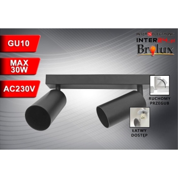 LAMPA SPOTLIGHT FARGO 2xGU10 CZARNA RUCHOMA-116244