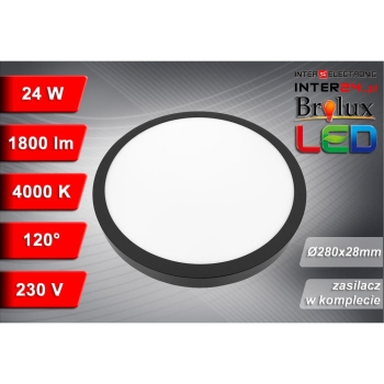 PANEL LED NATYNKOWY GERRIT 24W 4000K Ø280x28MM CZARNY-116314