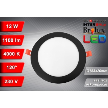 PANEL LED PODTYNKOWY GERD 12W 4000K Ø168x20MM 230V CZARNY-116338