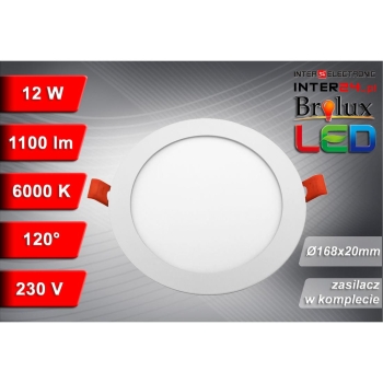 PANEL LED PODTYNKOWY GERD 12W 6000K Ø168x20MM 230V BIAŁY-116339