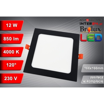 PANEL LED PODTYNKOWY GERE 12W 4000K 166x166x20MM 230V CZARNY-116353