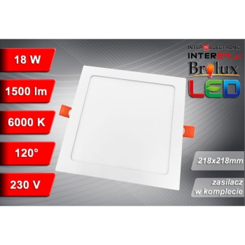 PANEL LED PODTYNKOWY GERE 18W 6000K 218x218MM 230V BIAŁY-116359