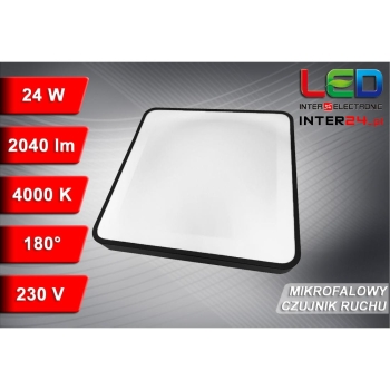 PLAFON LED WILTON 24W 4000K MIKROFALOWY CZUJNIK RUCHU CZARNY-116389