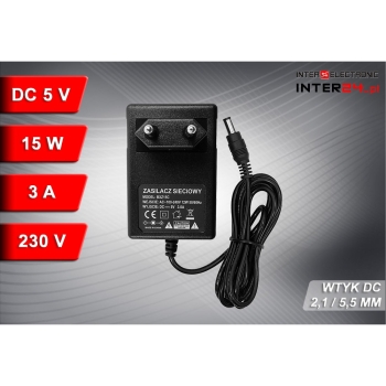 ZASILACZ IMPULSOWY WTYCZKOWY 5V/3,0A DC 2,1/5,5-117463