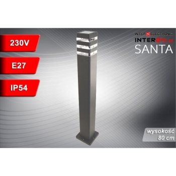 LAMPA OGRODOWA STOJĄCA SŁUPEK SANTA 1xE27 80CM IP54 ANTRACYT-117562