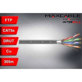 Przewód FTP5e drut Cu 305m szary MAXCABLE-117572