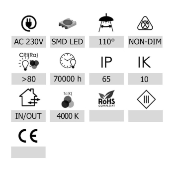 Lampa LED High Bay Karadam 200W 4000K IP65 IK10 20000lm 110° Ø330mm slim-117694